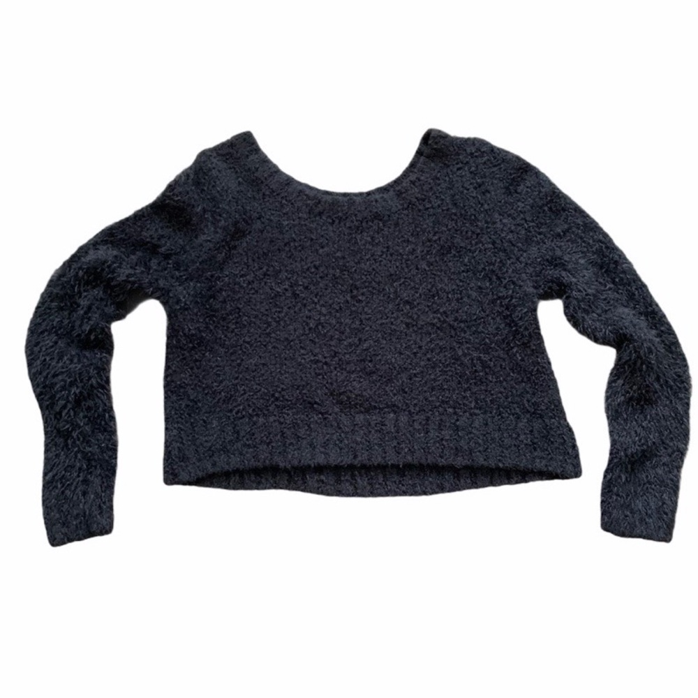 Fuzzy Cropped Black Sweater